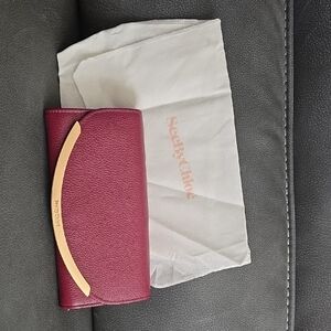 See By Chloe Wine Red Wallet with Gold Accent